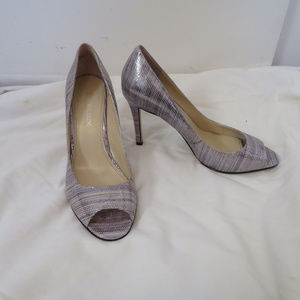 Silver Peep Toe Size 8 Pumps